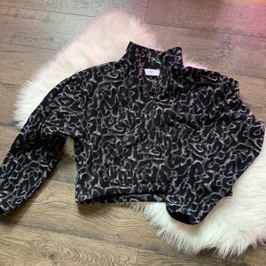 TNA cropped cheetah fleece